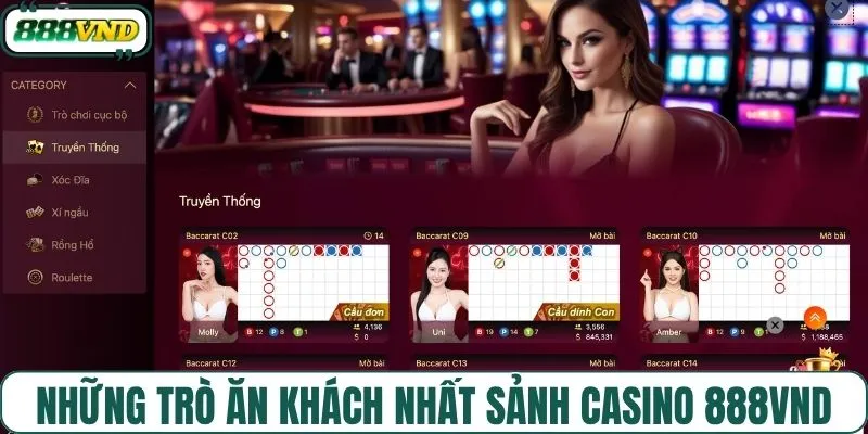 Những trò ăn khách nhất sảnh casino 888VND
