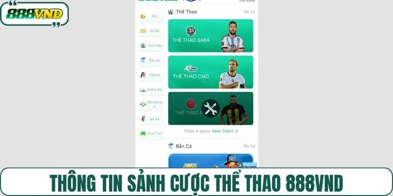 Thông tin sảnh cược thể thao 888VND
